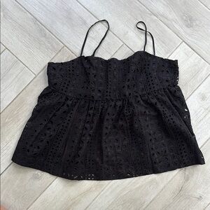 J. Crew Black Eyelet Camisole Top